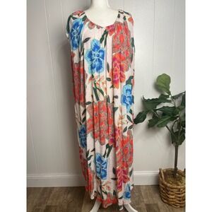 Mara Hoffman Red and Blue Floral Swim Coverup